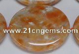 CCA488 15.5 inches 32*37mm oval orange calcite gemstone beads