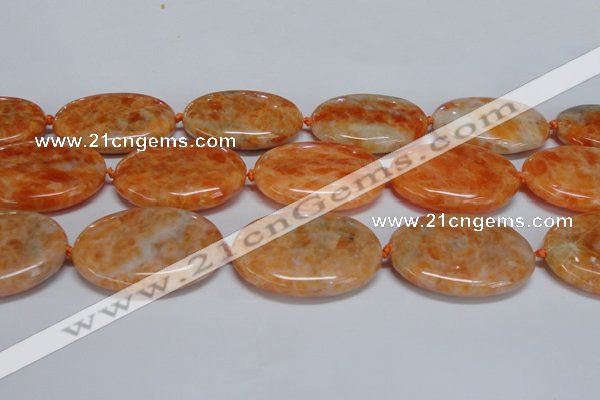 CCA489 15.5 inches 30*40mm oval orange calcite gemstone beads