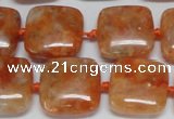 CCA492 15.5 inches 15mm square orange calcite gemstone beads