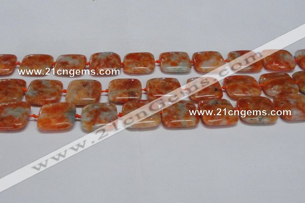 CCA493 15.5 inches 20mm square orange calcite gemstone beads