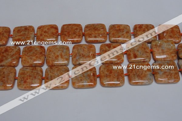 CCA494 15.5 inches 25mm square orange calcite gemstone beads