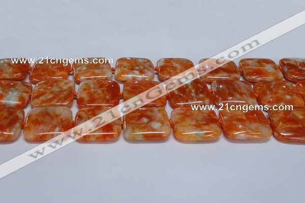 CCA495 15.5 inches 30mm square orange calcite gemstone beads