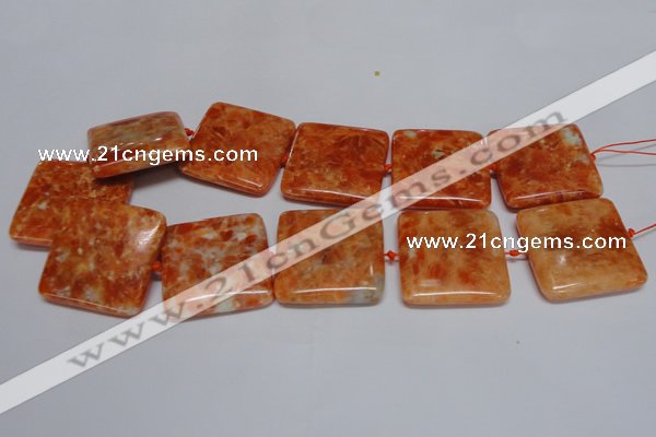 CCA496 15.5 inches 35mm square orange calcite gemstone beads