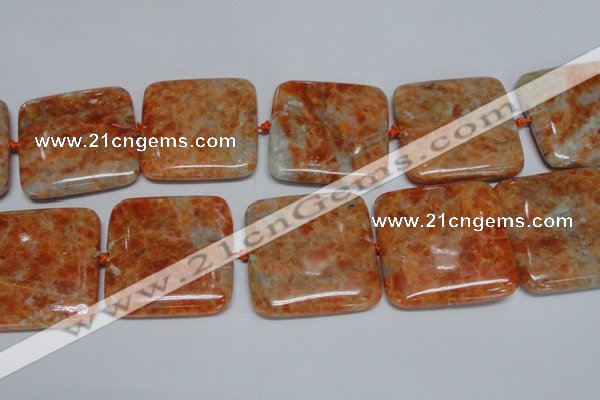 CCA497 15.5 inches 40mm square orange calcite gemstone beads