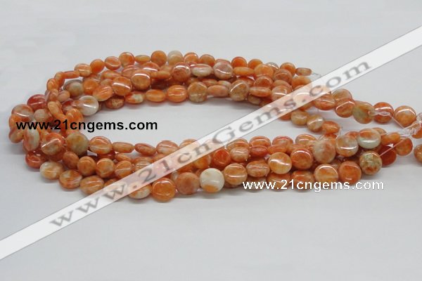 CCA54 15.5 inches 12mm flat round orange calcite gemstone beads