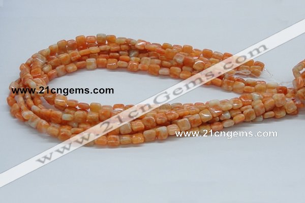 CCA56 15.5 inches 8*8mm square orange calcite gemstone beads