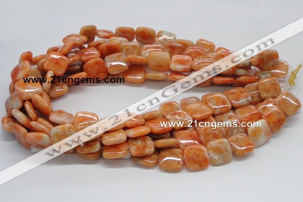 CCA57 15.5 inches 16*16mm square orange calcite gemstone beads