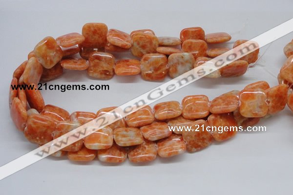 CCA58 15.5 inches 20*20mm square orange calcite gemstone beads