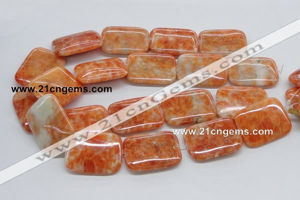 CCA61 15.5 inches 30*40mm rectangle orange calcite gemstone beads