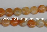 CCA63 15.5 inches 10mm flat round orange calcite gemstone beads