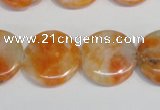 CCA64 15.5 inches 20mm flat round orange calcite gemstone beads