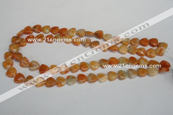 CCA69 15.5 inches 12*12mm triangle orange calcite gemstone beads