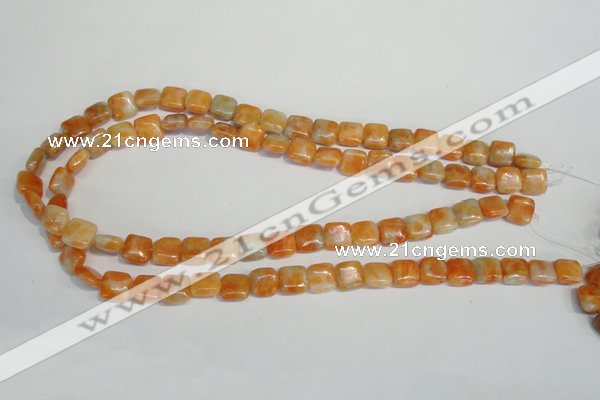 CCA71 15.5 inches 10*10mm square orange calcite gemstone beads