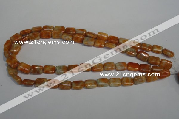 CCA75 15.5 inches 10*14mm rectangle orange calcite gemstone beads