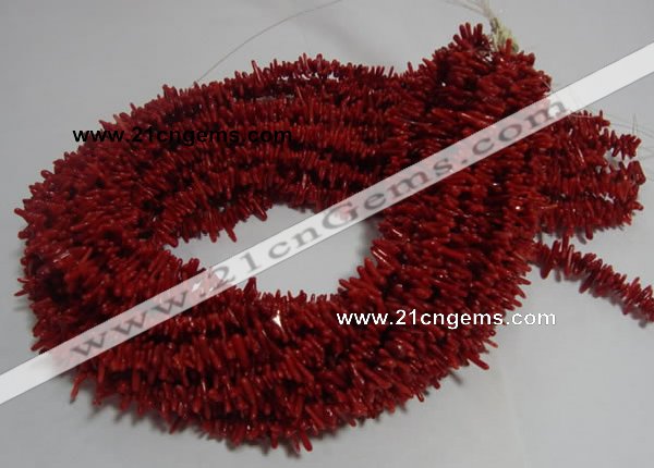 CCB02 15.5 inch 2*8mm irregular branch red coral beads Wholesale