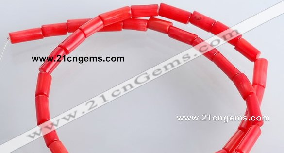 CCB05 15.5 inches 5*10mm column shape red coral beads Wholesale