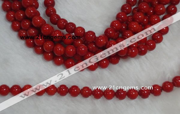 CCB08 15.5 inches 6*7mm lantern shape red coral beads Wholesale