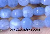 CCB1033 15 inches 4mm faceted coin aquamarine beads