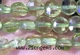 CCB1037 15 inches 4mm faceted coin peridot beads