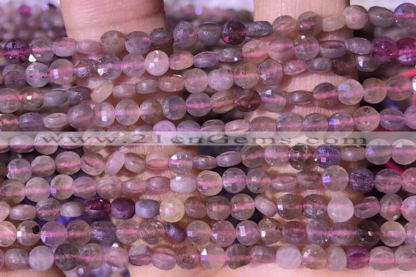 CCB1054 15 inches 4mm faceted coin ruby beads