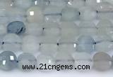 CCB1137 15 inches 4mm faceted coin aquamarine beads