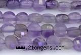 CCB1144 15 inches 4mm faceted coin amethyst beads