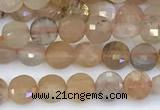 CCB1157 15 inches 4mm faceted coin sunstone beads