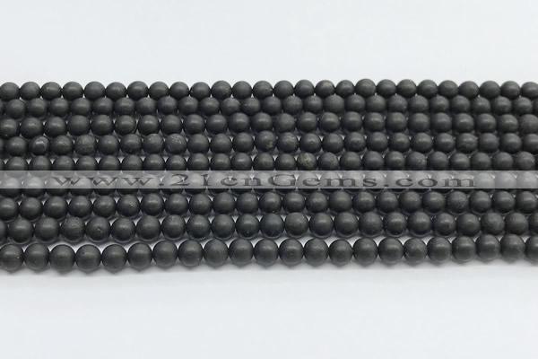 CCB1185 15 inches 4mm round matte shungite gemstone beads