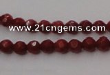 CCB120 15.5 inches 3mm faceted round red coral beads wholesale