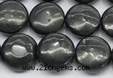 CCB1201 15 inches 12mm flat round shungite gemstone beads