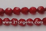 CCB121 15.5 inches 5mm faceted round red coral beads wholesale