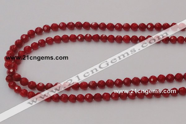 CCB121 15.5 inches 5mm faceted round red coral beads wholesale