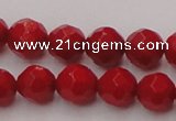 CCB122 15.5 inches 6mm faceted round red coral beads wholesale