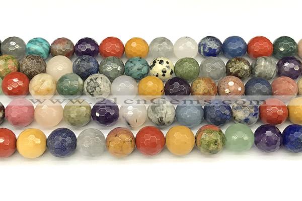 CCB1233 15 inches 12mm faceted round mixed gemstone beads