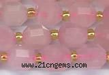 CCB1243 15 inches 7*8mm faceted rose quartz beads