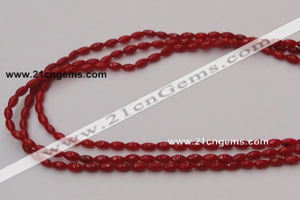 CCB130 15.5 inches 3*6mm rice red coral beads strand wholesale