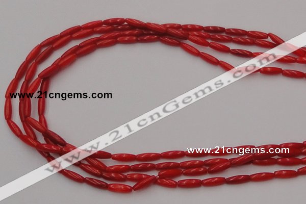 CCB131 15.5 inches 3*9mm rice red coral beads strand wholesale