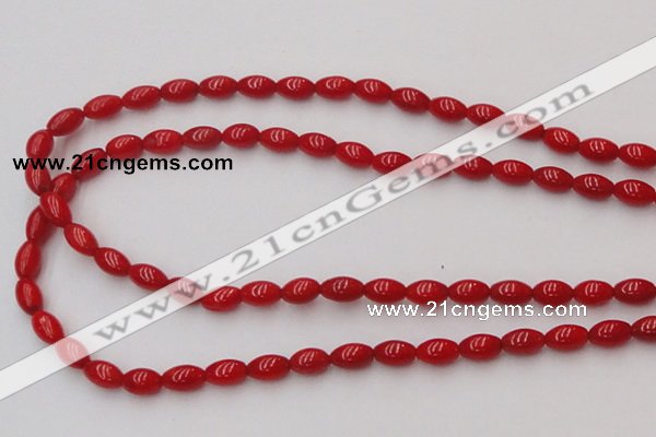 CCB133 15.5 inches 5*7mm rice red coral beads strand wholesale