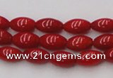 CCB135 15.5 inches 5*8mm rice red coral beads strand wholesale