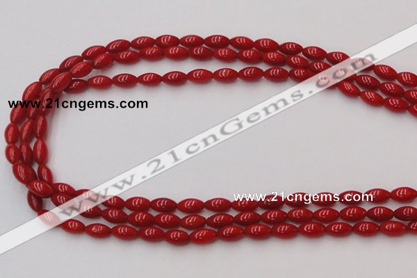 CCB135 15.5 inches 5*8mm rice red coral beads strand wholesale