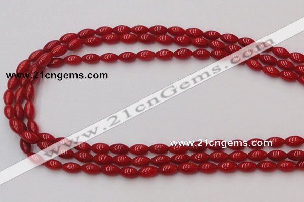 CCB135 15.5 inches 5*8mm rice red coral beads strand wholesale