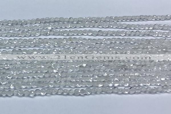 CCB1350 15 inches 2.5mm faceted coin white crystal beads