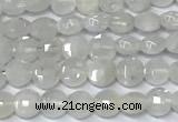 CCB1366 15 inches 4mm faceted coin white moonstone beads