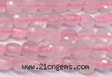 CCB1371 15 inches 4mm faceted coin rose quartz beads