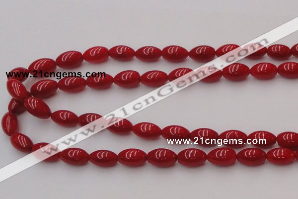 CCB138 15.5 inches 7*11mm rice red coral beads strand wholesale