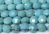 CCB1386 15 inches 4mm faceted coin turquoise beads