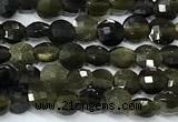 CCB1392 15 inches 4mm faceted coin obsidian beads
