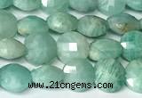 CCB1406 15 inches 6mm faceted coin amazonite beads