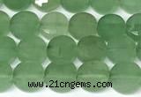 CCB1407 15 inches 6mm faceted coin green aventurine beads