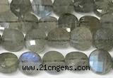 CCB1409 15 inches 6mm faceted coin labradorite beads